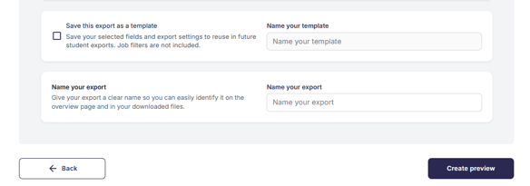 Create preview button on the export settings summary page.