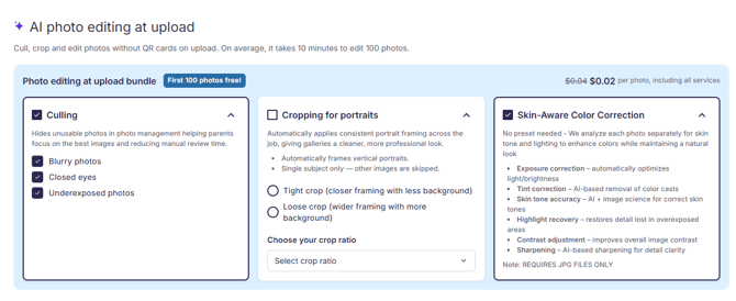 Photo Editing at Upload bundle overview