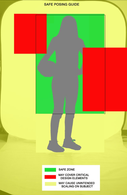 Safe posing guide with centered alignment example