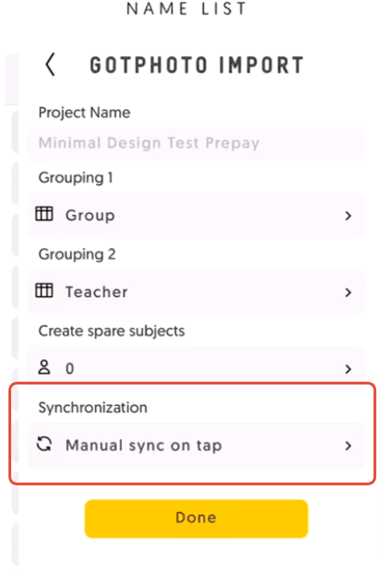 Screenshot of the Entagged app with the 'Done' button highlighted.