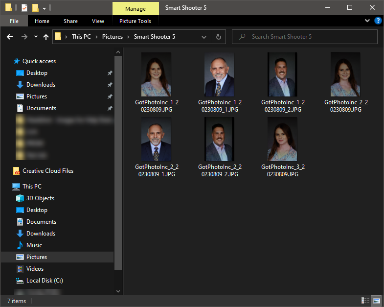Folder with Smart Shooter downloaded images