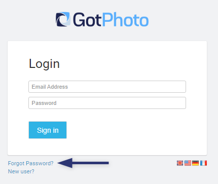 Forgot password link on the GotPhoto login page