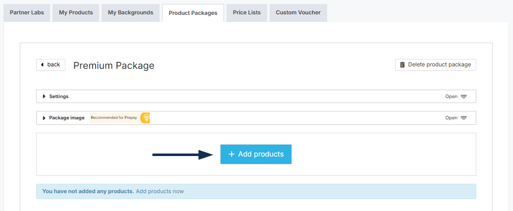 Add products from lab