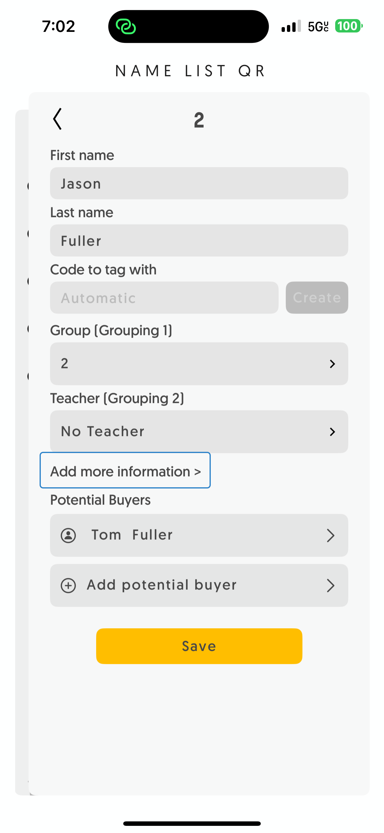 Entagged additional information fields