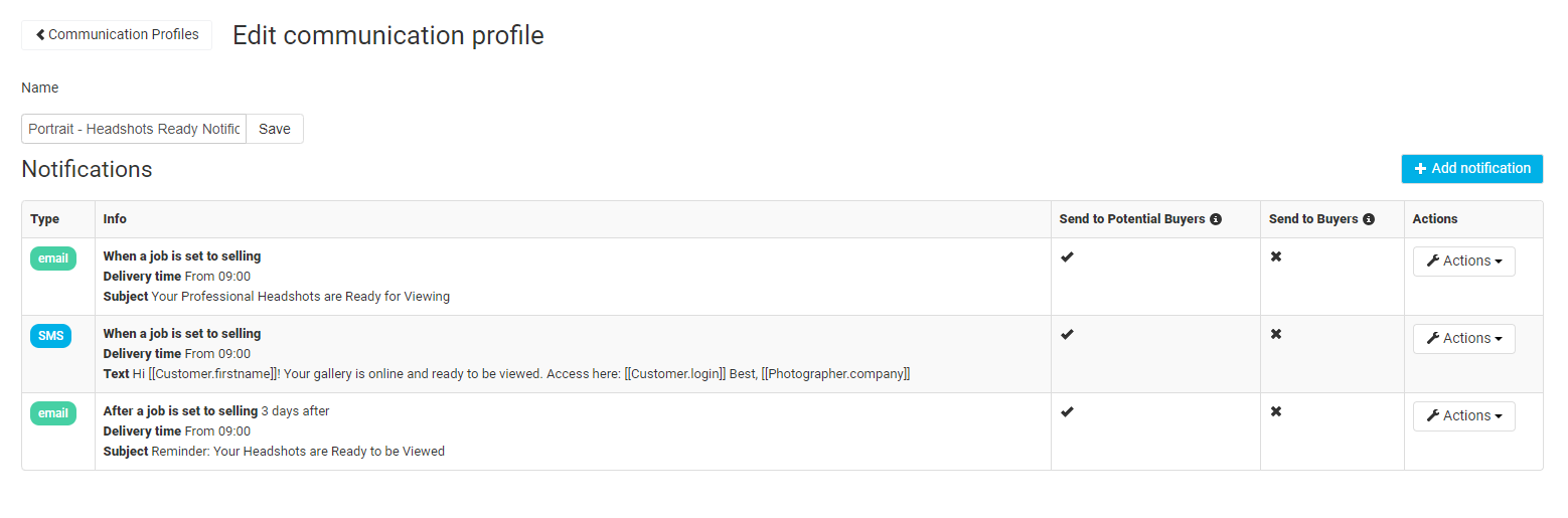Simple communication profile with 3 messages