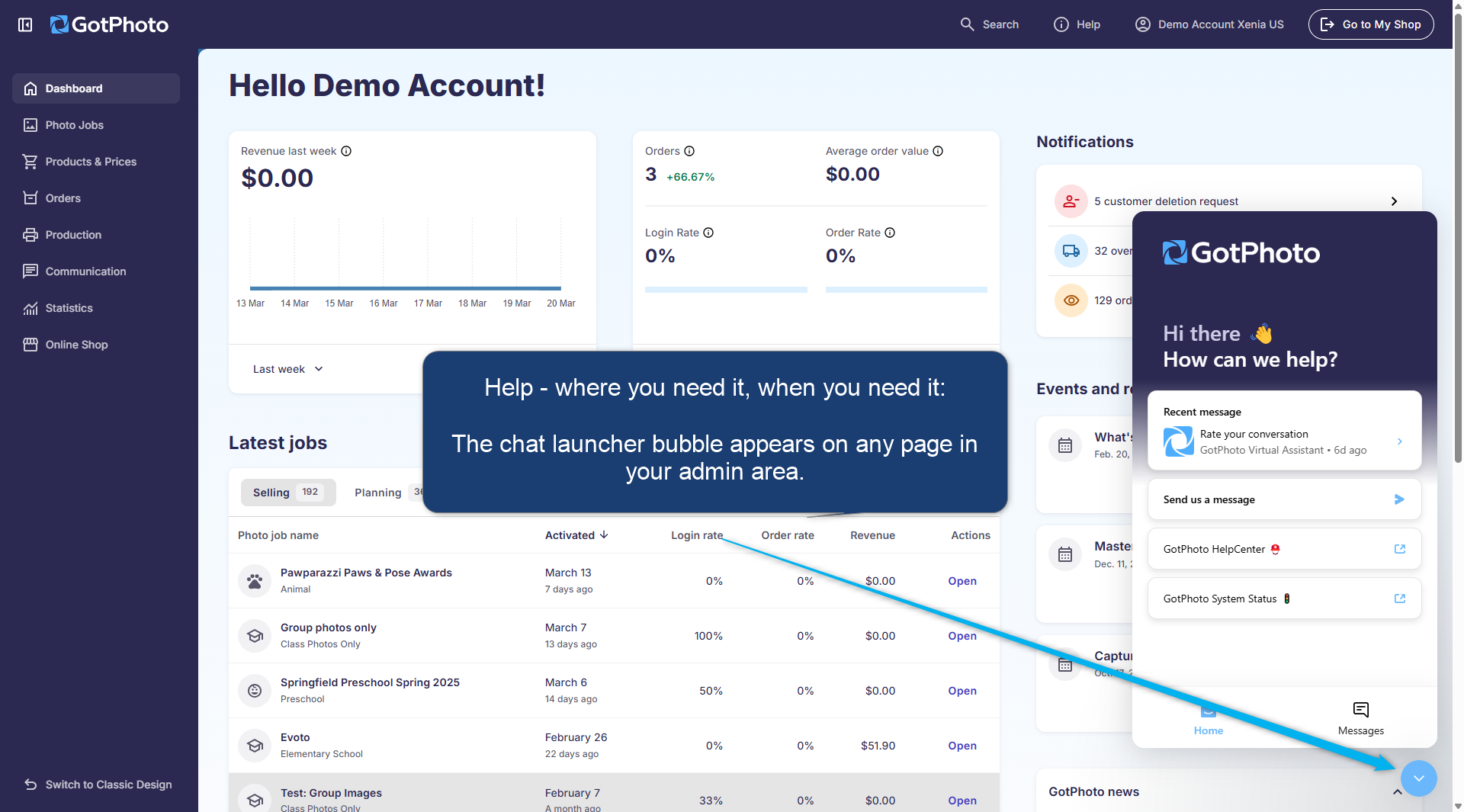 AI Chat Bot example view