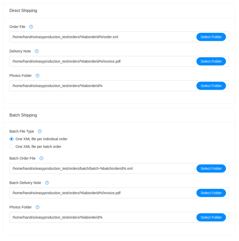 Advanced paths for direct and batch shipping destinations