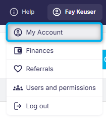 My Account and User Profiles menu navigation