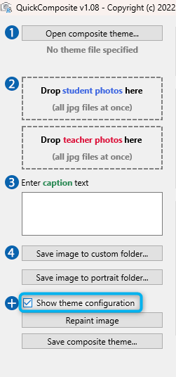 Show Theme Configuration checkbox