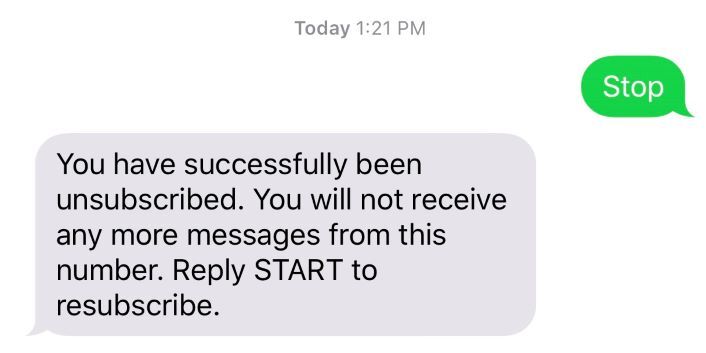 Customer profile showing the SMS notification preference.
