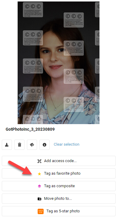 Tag favorite photo option in GotPhoto