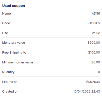 Coupon details