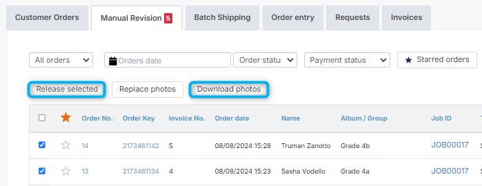 Download and release panel screenshot