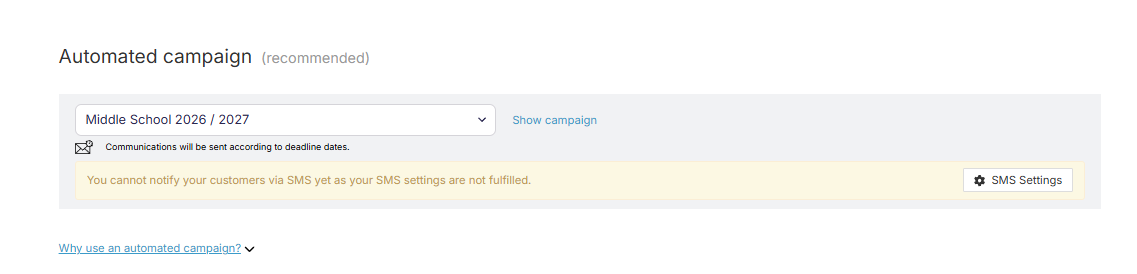 Screenshot showing automated campaign added to the job.