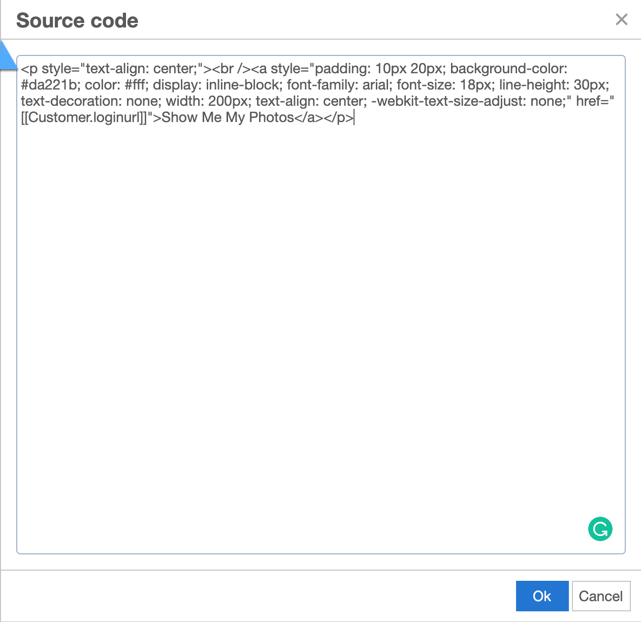 Pasting CTA HTML block into your email source