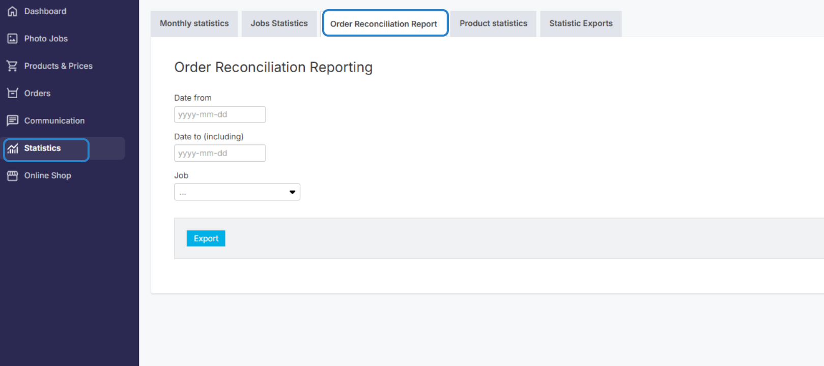 Order Reconciliation Report Screenshot