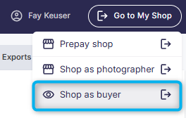 Dropdown menu showing shop as buyer option
