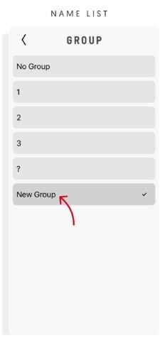 Entagged app screen for changing a subject's group.