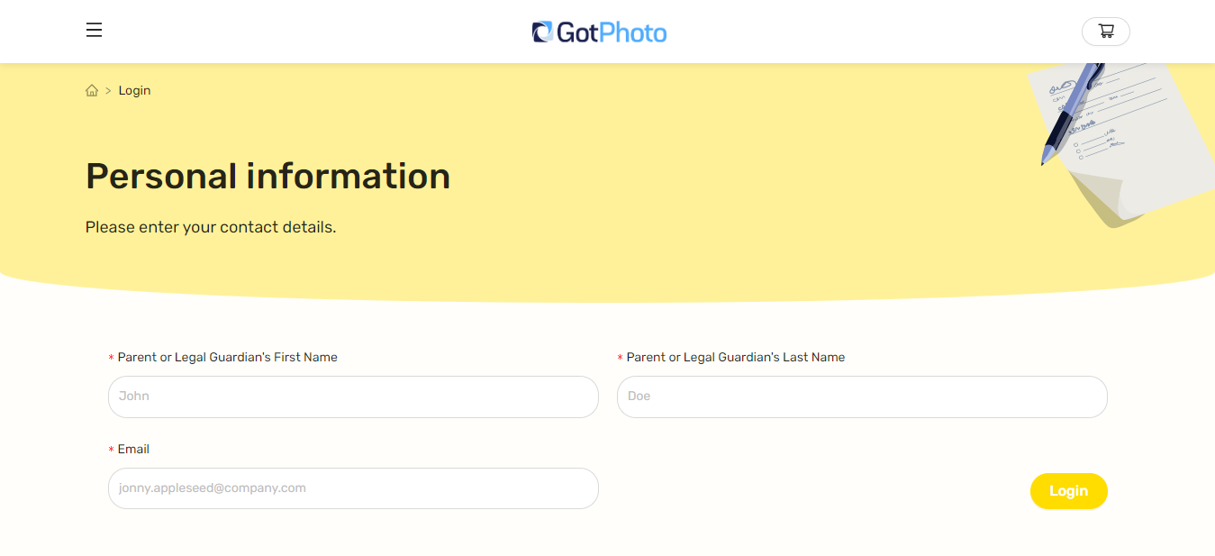 Customer contact details form