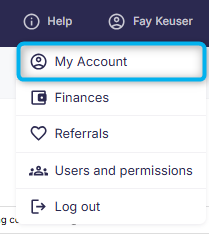 GotPhoto my account dropdown screenshot
