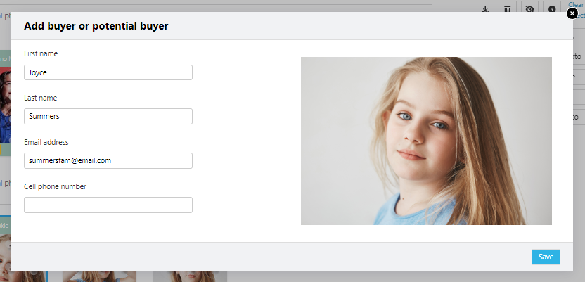 Form to manually add potential buyer details.