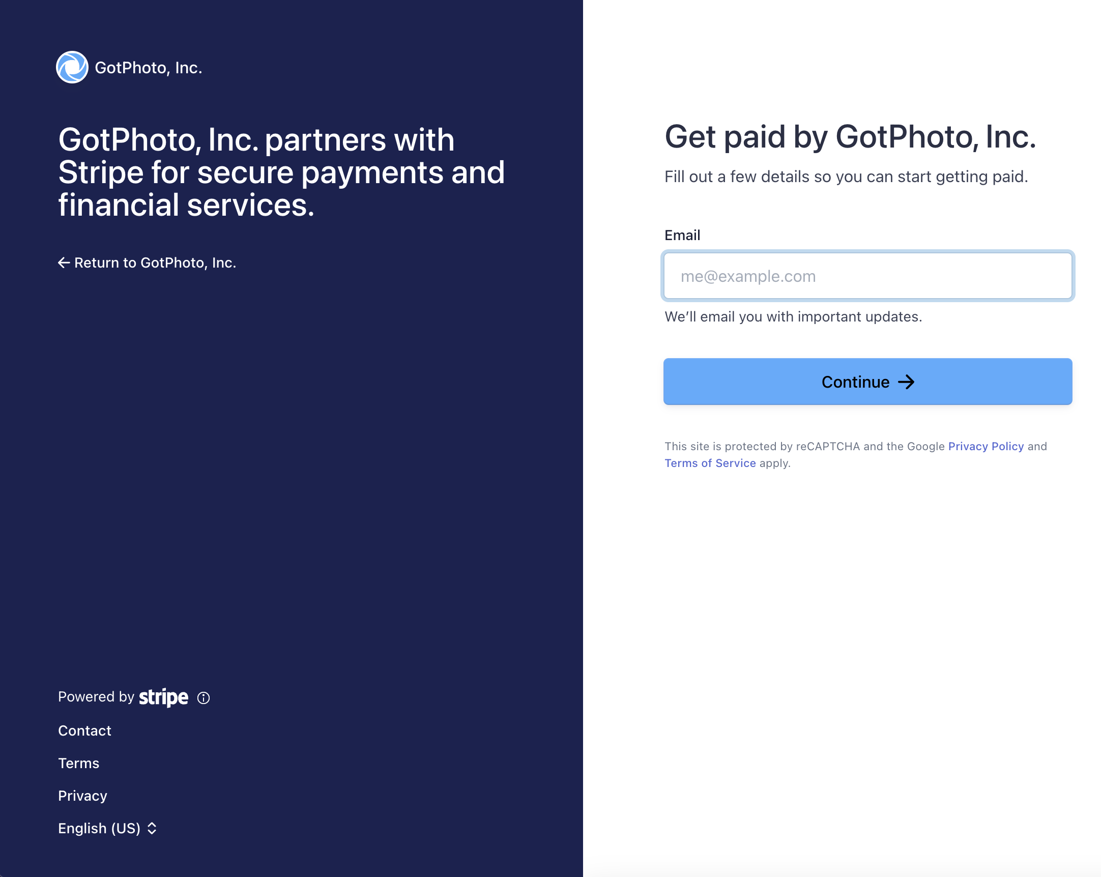 Stripe Registration Page