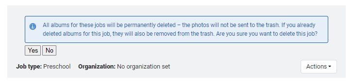 Confirmation prompt for deleting a job