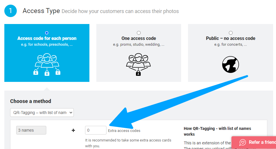 Add blank QR cards setting