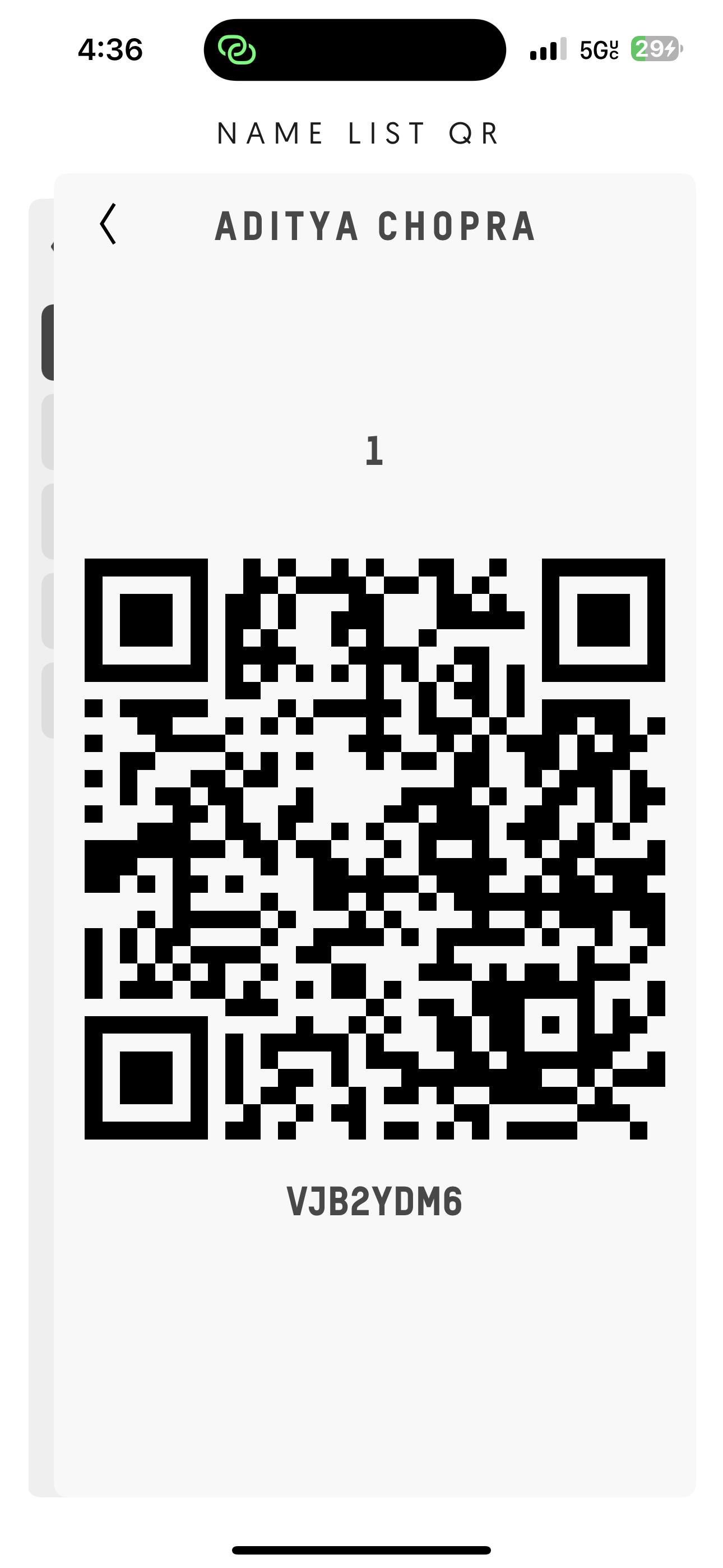 Entagged QR code screen screenshot