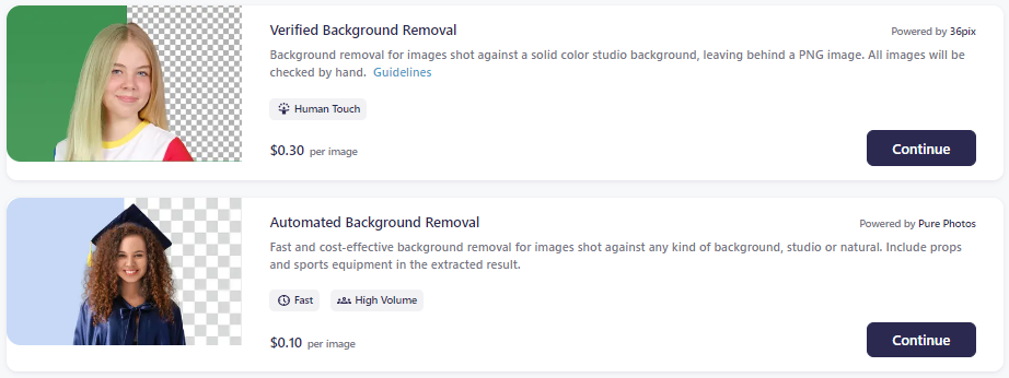Background removal service preview