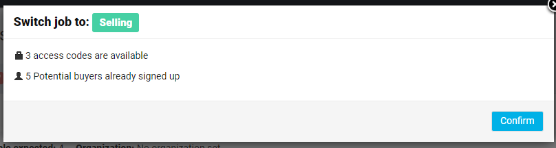 Confirm selling activation
