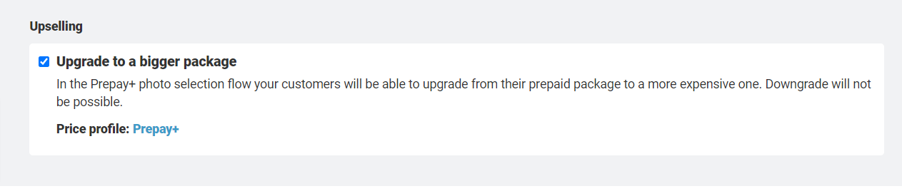 Customer upgrade options during selection