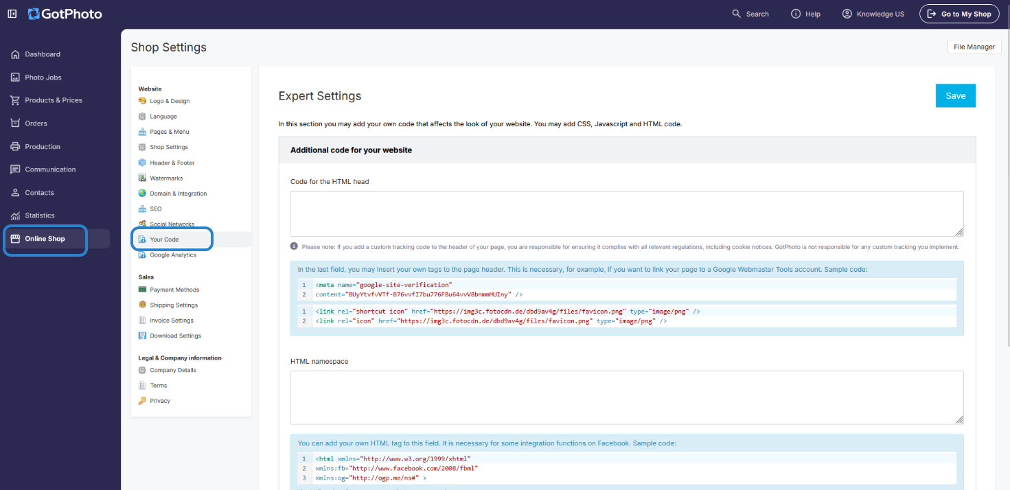 Expert Settings tab screenshot