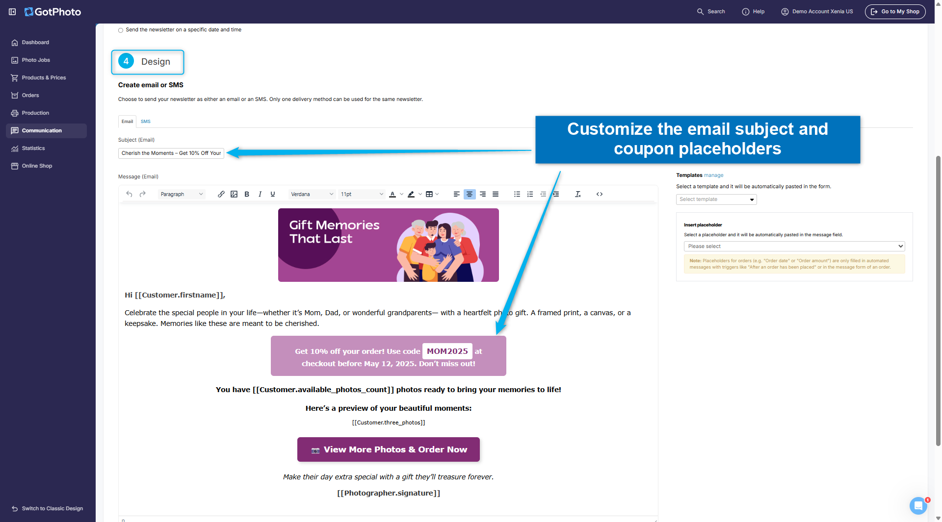 Shows the newsletter send step