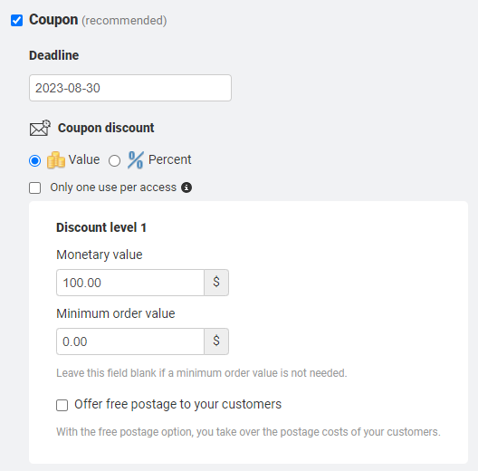Coupon setup in GotPhoto