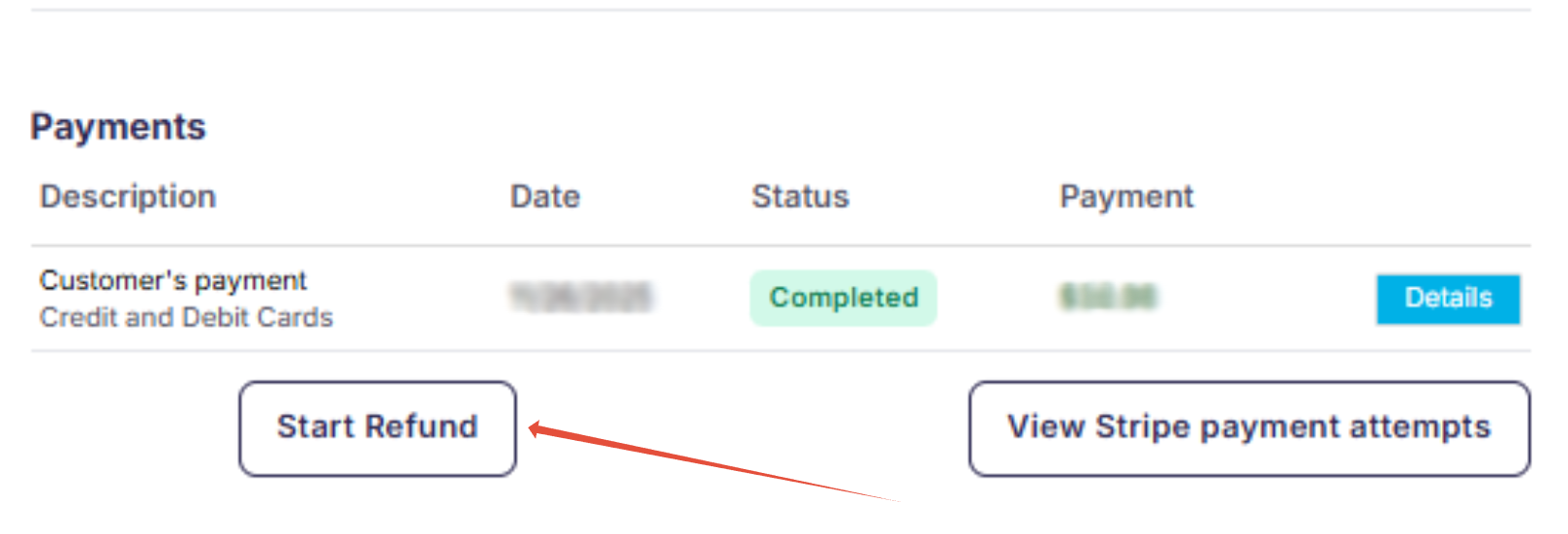 Refund warning message during Stripe dispute