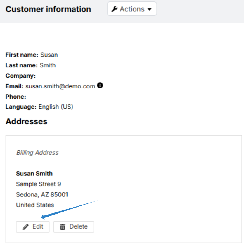 Billing address edit option
