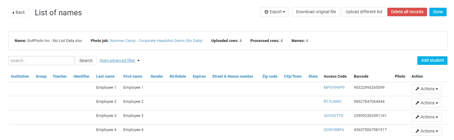 Imported generic subject data in GotPhoto