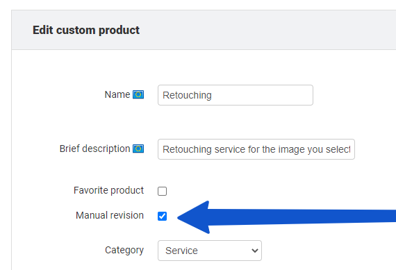 Product option to send orders with this service to Manual revision