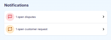 Stripe dispute notification banner in GotPhoto