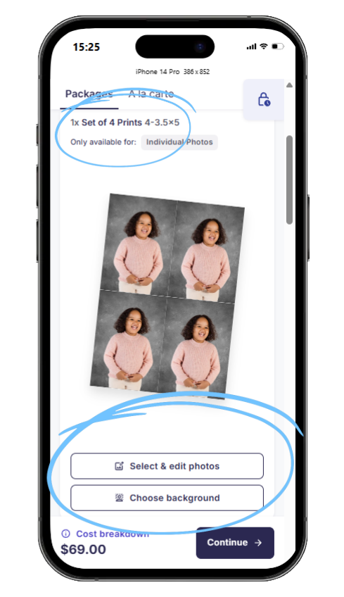 Background change prompt before adding to cart