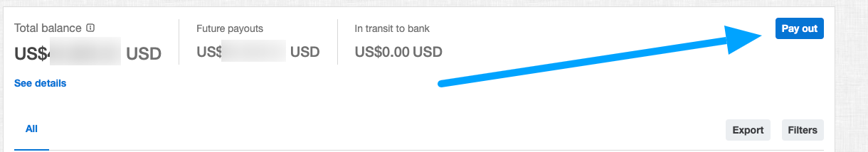 Stripe Payout confirmation screen with instant payout option
