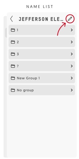 Entagged app interface with a pencil icon next to a group name.