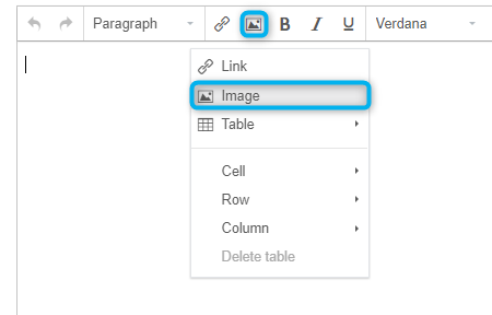 Image icon in the editor toolbar