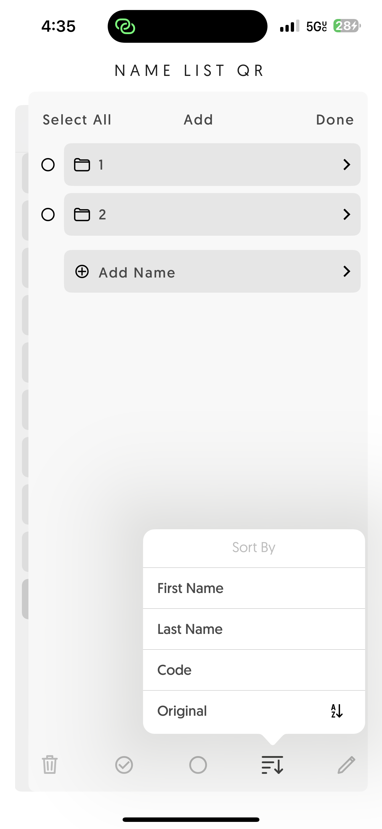 Entagged sorting options icon screenshot
