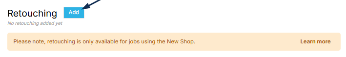 Retouching row with Add action in a price list