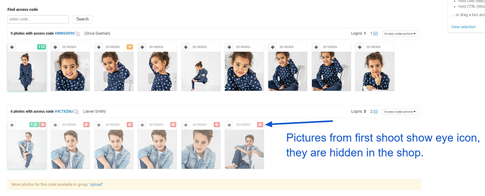 Photo management page with 'Hide Album' option highlighted.