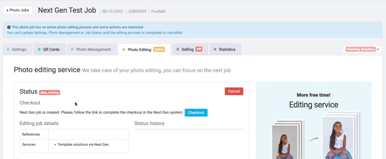 Request Editing button