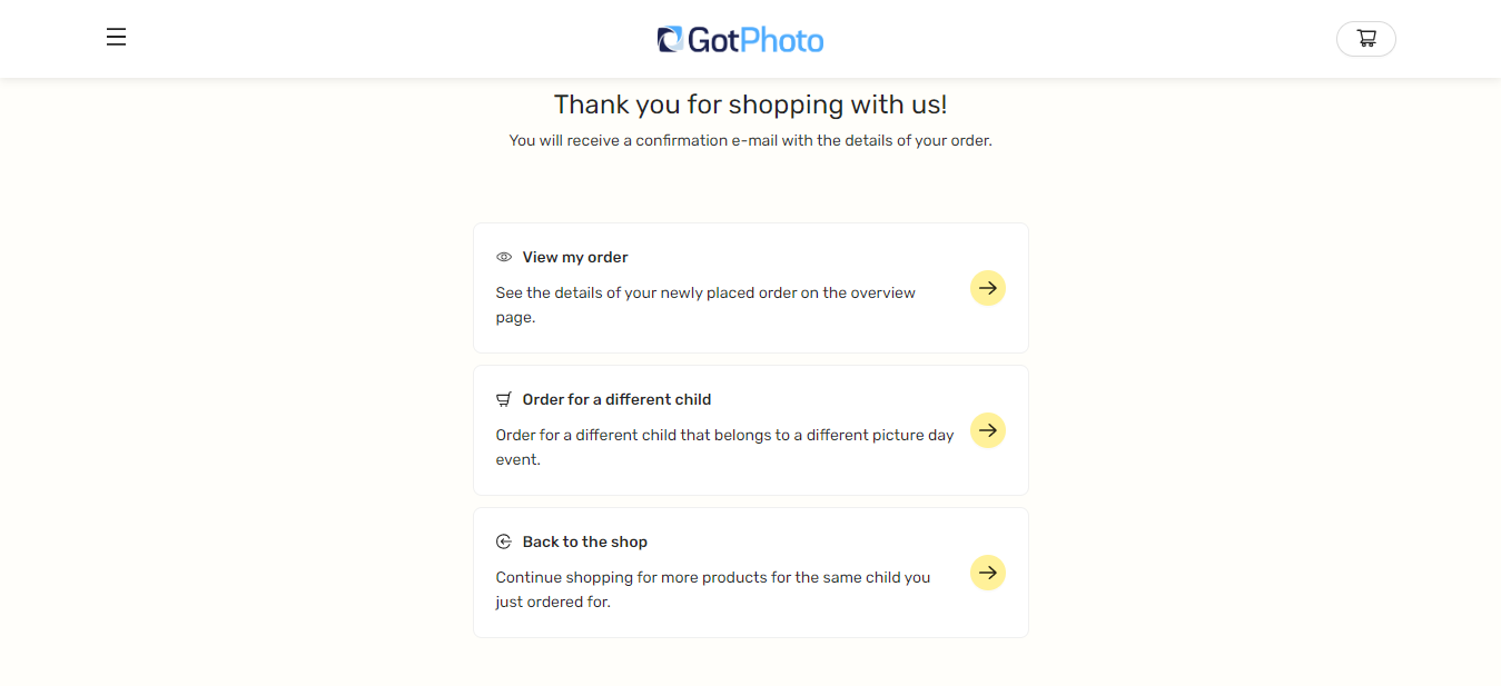 Post-checkout options screen