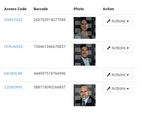 Manage Names view showing selected photo per subject